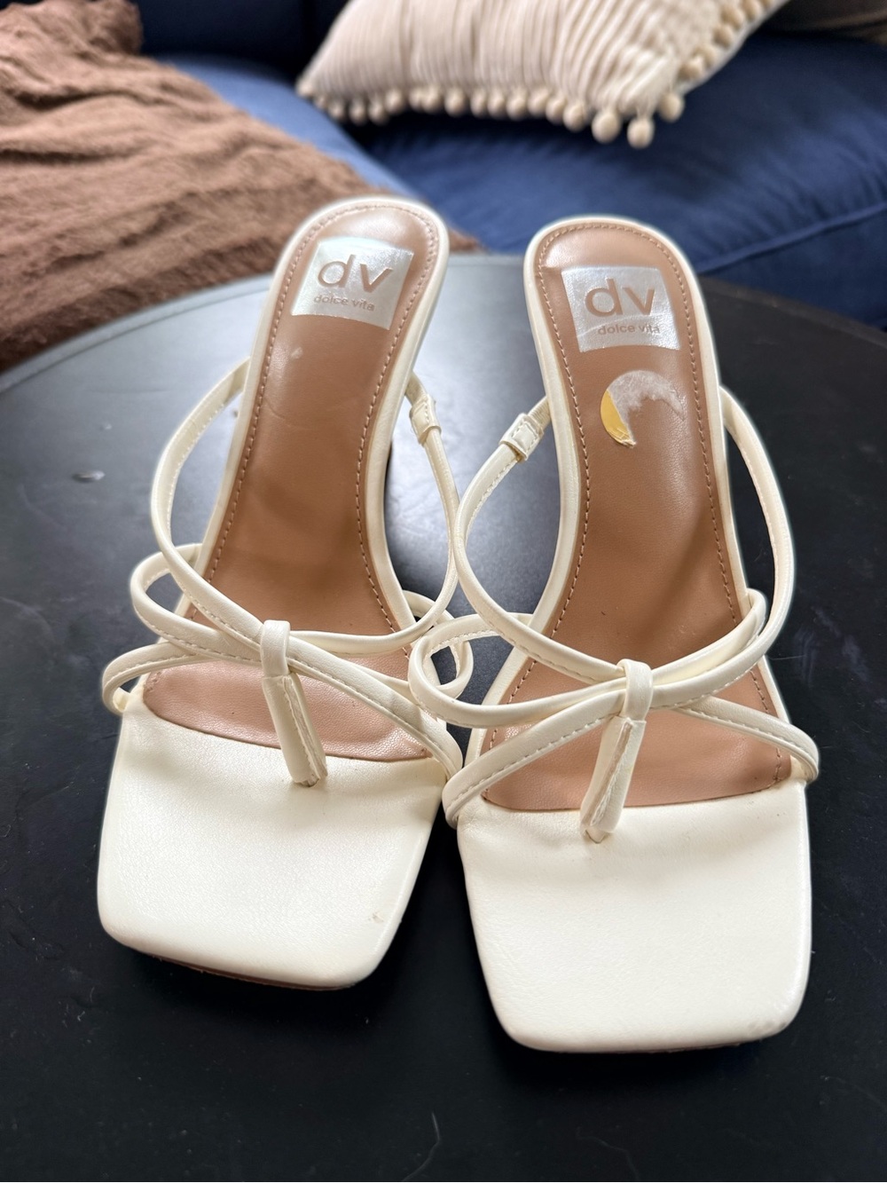 DV by Dolce Vita Ivory Strappy Square-Toe Heeled Sandals